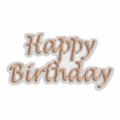 Fijne verjaardag roos gouden ballontekst sticker (Voorkant)