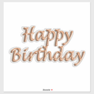 Fijne verjaardag roos gouden ballontekst sticker