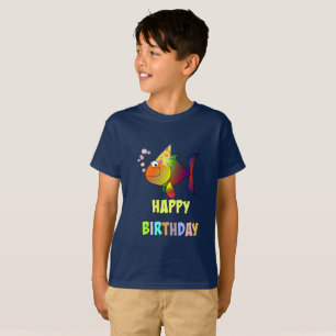 Fijne verjaardag, schattige en kleurrijke cartoon t-shirt