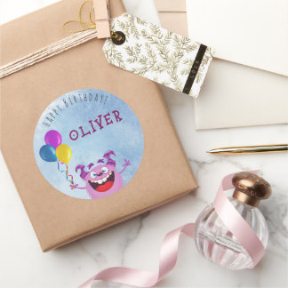 Fijne verjaardag sticker! ronde sticker