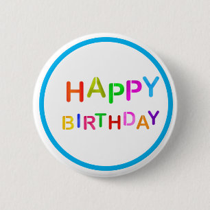 Fijne verjaardag voor het spelen Tekst 6 cm rondeb Ronde Button 5,7 Cm