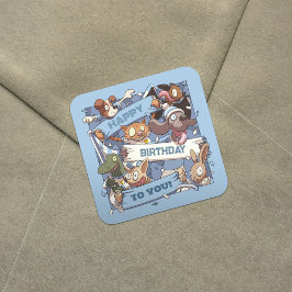 Fijne verjaardag voor jullie dierenfans Sky Blue & Vierkante Sticker