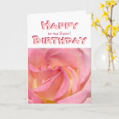 Fijne verjaardag voor mijn zus! Kaarten Pink Rose  (Gele Bloem)