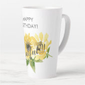 Fijne verjaardag!!! zonnebloemlatte latte mok (Rechterhoek)