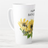 Fijne verjaardag!!! zonnebloemlatte latte mok (Linkerhoek)