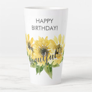 Fijne verjaardag!!! zonnebloemlatte latte mok