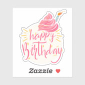 Fijne verjaardagstaart sticker (Vel)