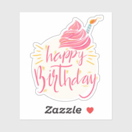 Fijne verjaardagstaart sticker