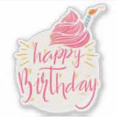 Fijne verjaardagstaart sticker (Voorkant)