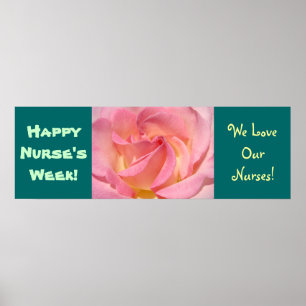 Fijne verpleegstersweek! Banner Poster Prints Roze