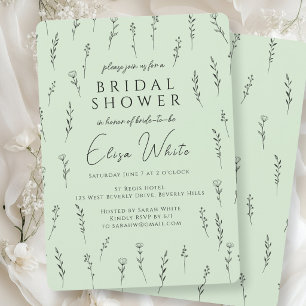 Fijne verspreide wilde bloemen bruidsdouche kaart