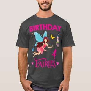 Fijne vierde verjaardag van het meisje van de gebo t-shirt