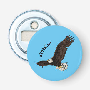Fijne vliegende kale cartoon illustratie button flesopener