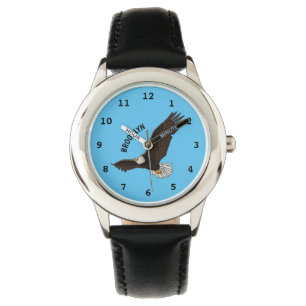 Fijne vliegende kale cartoon illustratie horloge
