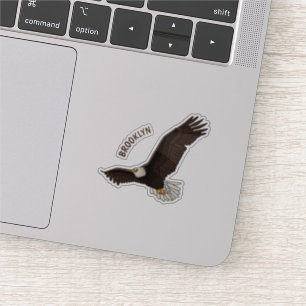 Fijne vliegende kale cartoon illustratie sticker