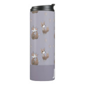 Fijne vossen op grijs thermosbeker (Gedraaid links)