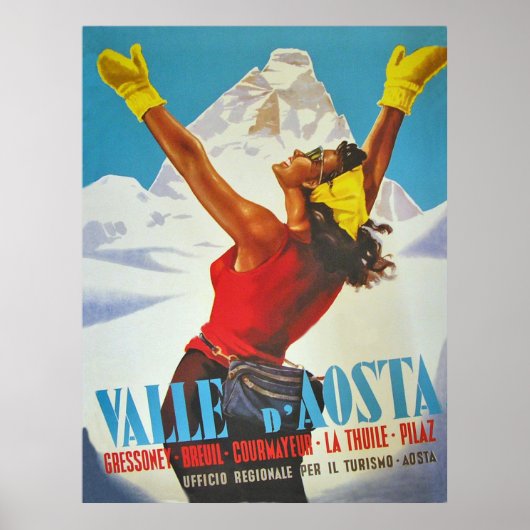 Fijne vrouw op Aosta Valley, Italië. Vintage Poster (Voorkant)