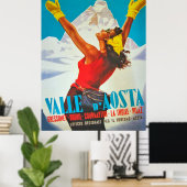 Fijne vrouw op Aosta Valley, Italië. Vintage Poster (Thuiskantoor)