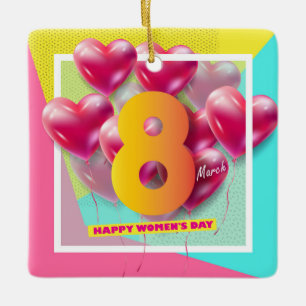 Fijne vrouwendag! 8 maart Internationale feestdag Keramisch Ornament