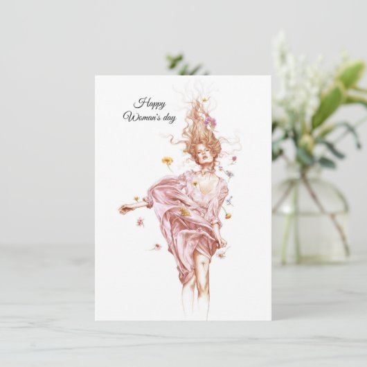 Fijne vrouwendag feestdagenkaart (Staand voorkant)