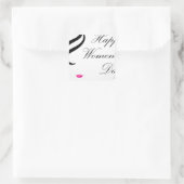 Fijne vrouwtjes dagkaart met gezicht van een dame vierkante sticker (Tas)