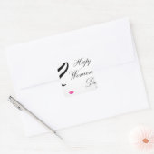 Fijne vrouwtjes dagkaart met gezicht van een dame vierkante sticker (Envelop)