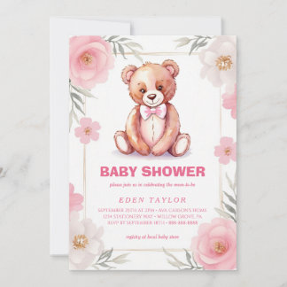 Fijne waterverf beer met een boog baby shower kaart
