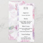 Fijne Waterverf Bloemen Bruiloft Menu (Voorkant / Achterkant)