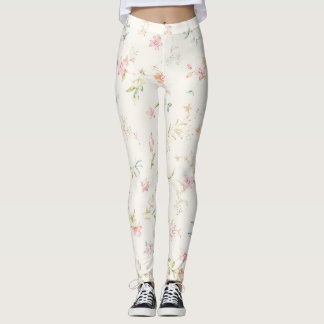 Fijne Waterverf Bloemmotief | Roze Bloesem Leggings