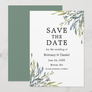 Fijne Waterverf Botanische Greenery Sage Green Save The Date