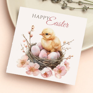 Fijne Waterverf Easter Nest Egg & Chick Brunch Servet