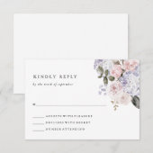 Fijne Waterverf Hydrangea Floral | Weddenschap RSVP Kaartje (Voorkant / Achterkant)