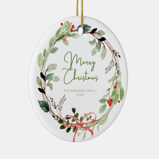 Fijne Waterverf kerstmis Keramisch Ornament (Rechts)