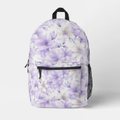 Fijne Waterverf Paarse Bloemen Bedrukte Rugzak (Voorkant)