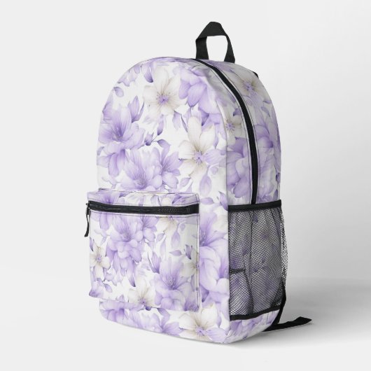 Fijne Waterverf Paarse Bloemen Bedrukte Rugzak (Achterkant Hoek Rechts)