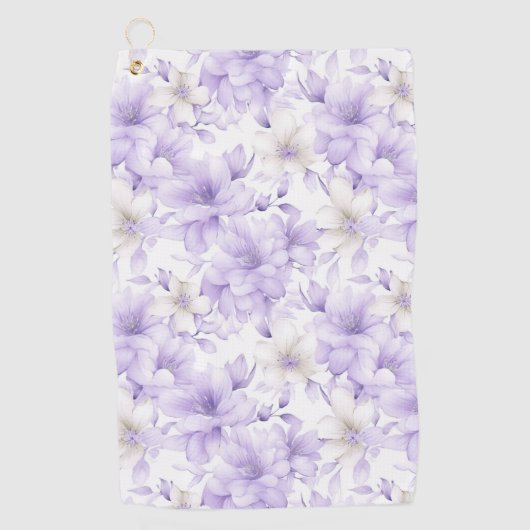 Fijne Waterverf Paarse Bloemen Golfhanddoek (Voorkant)