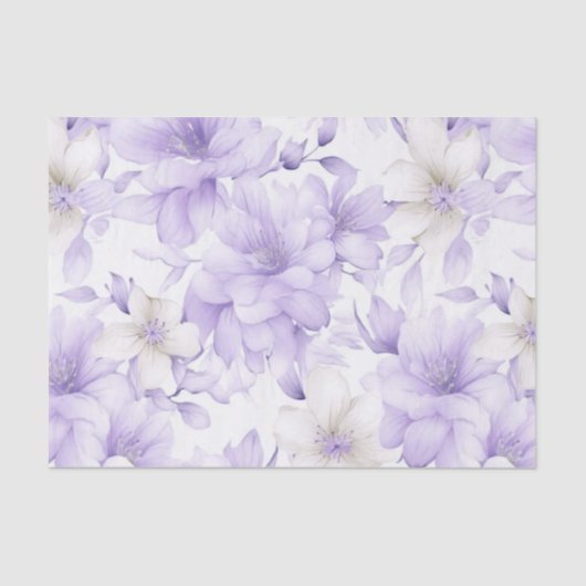 Fijne Waterverf Paarse Bloemen Tissuepapier (Voorkant)