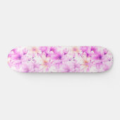 Fijne Waterverf Roze Bloemen Skateboard (Horizontaal)