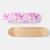 Fijne Waterverf Roze Bloemen Skateboard (Horizontaal)