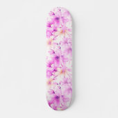 Fijne Waterverf Roze Bloemen Skateboard (Voorkant)