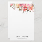 Fijne Waterverf Rozen Briefpapier (Voorkant / Achterkant)