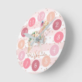 Fijne Waterverf Unicorn Roze Monogram R Ronde Klok (Hoek)