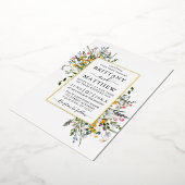 Fijne Waterverf Wildbloemen Weddenschap goud Folie Uitnodiging (Gedraaid)