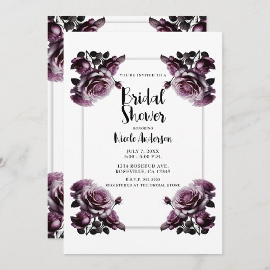 Fijne Wijn Roze Rozen Shabby Douche Kaart (Voorkant / Achterkant)