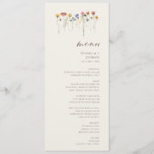 Fijne wilde bloem | Beige Tuin Huwelijksdiner Menu (Voorkant)