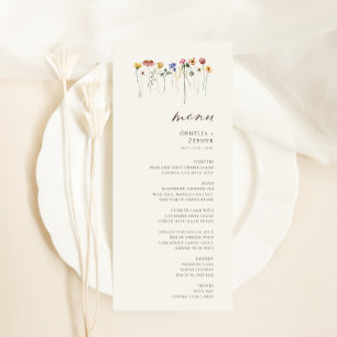 Fijne wilde bloem Beige Tuin Huwelijksdiner Menu