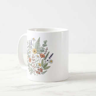 Fijne Wilde Bloemen Boeket Botanische Illustratie Koffiemok