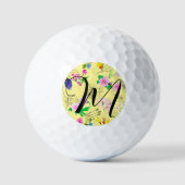 Fijne wilde bloemen in lichtgeel. Custom. Golfballen (Voorkant)