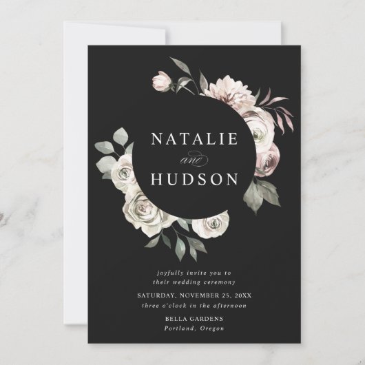 Fijne WinterFloral Lijst Weddenschap Kaart (Voorkant)