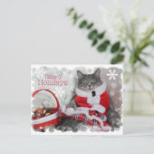 Fijne winterse Feestdagen met de kat (Staand voorkant)